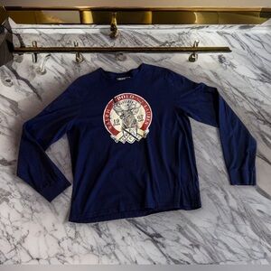 Vtg POLO by Ralph Lauren Men Green Crewneck Long Sleeve Tee Sz L Bleecker Deer